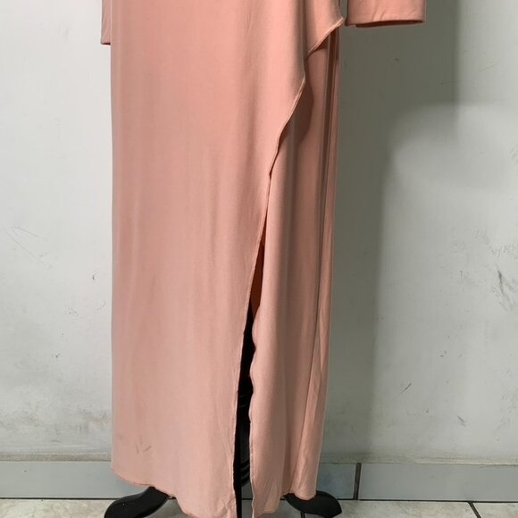 New We Are Women's Nude Long Sleeve Maxi Open Bag Front Slit Dress Size Small - Picture 4 of 16